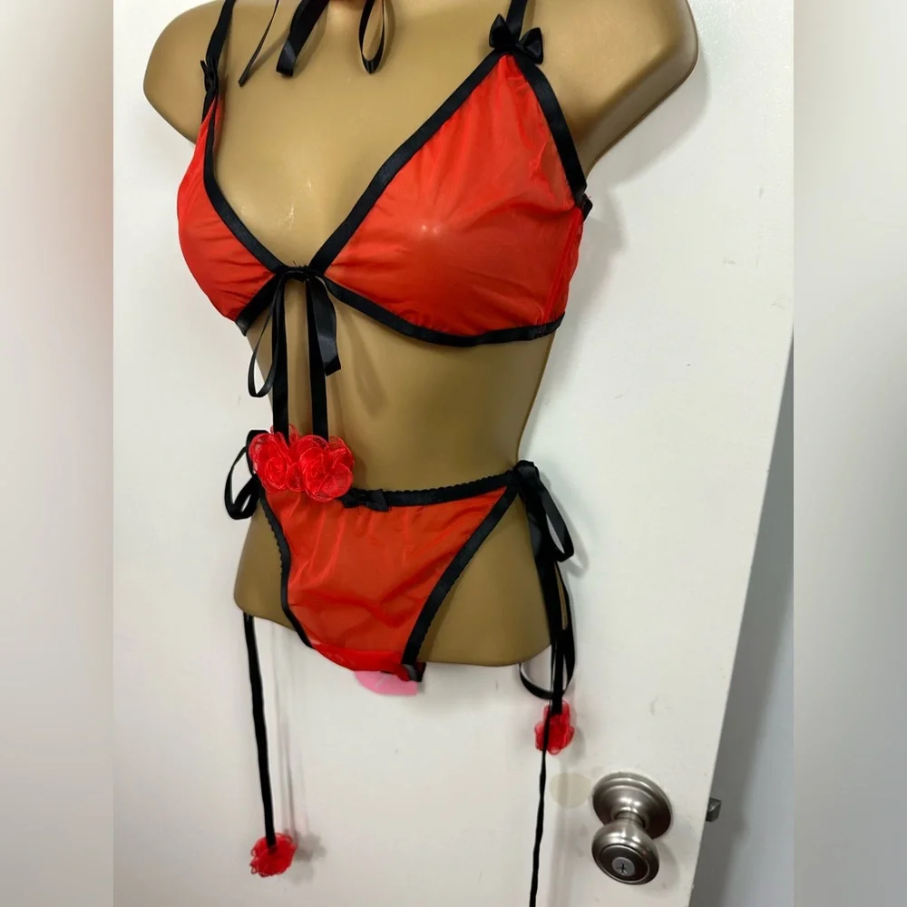 Sugar Thrillz X Dolls‎ Kill Red Riviera Bliss RIVIERA BLISS Lingerie Set NWT XL